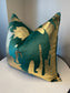 Zola- Green Abstract Pillow + Gold Foil