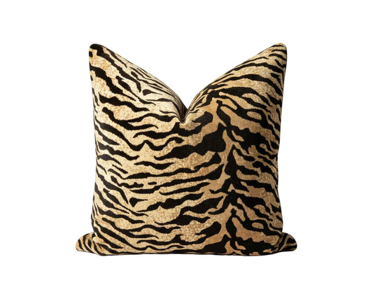 Tiger Print Velvet Pillow | Safari Collection
