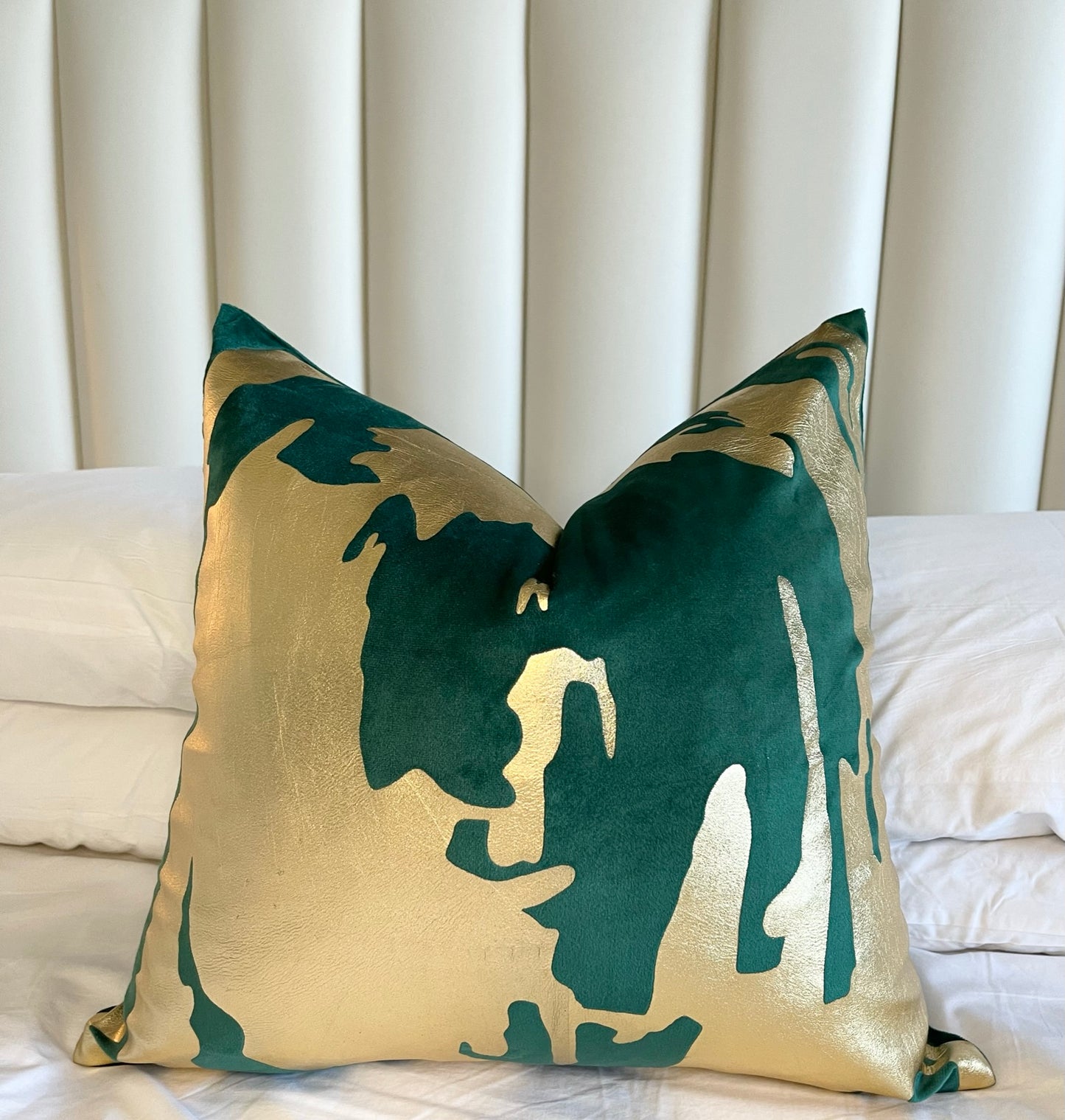 Zola- Green Abstract Pillow + Gold Foil